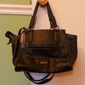 Elegant Jessica Simpson Black Leather Tote Bag